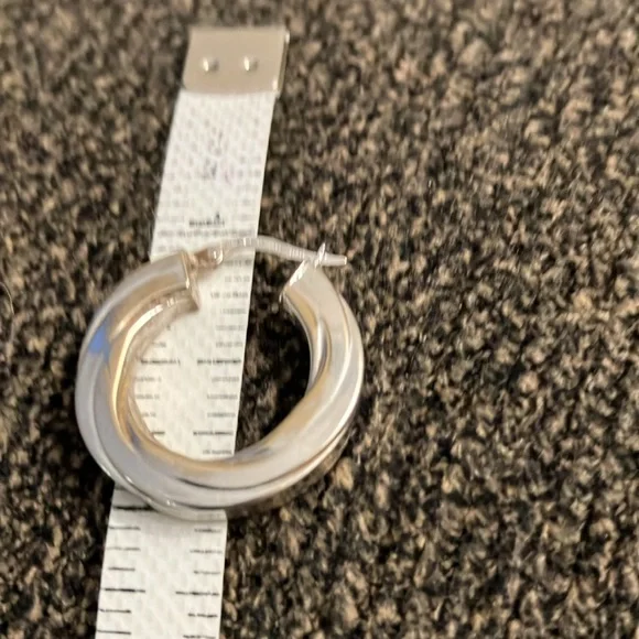 FINAL SALE 14k white gold hoops. - Picture 3 of 5